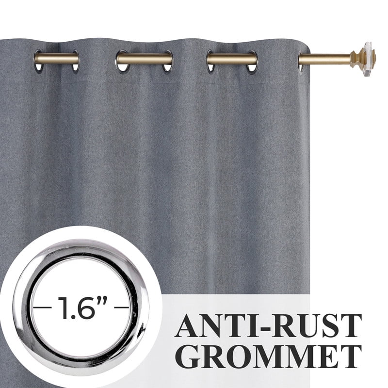 Superior Neal 100% Blackout Curtains Set of 2, Grommet Curtain Pannel Pair, Grney, 52"W x 84"L