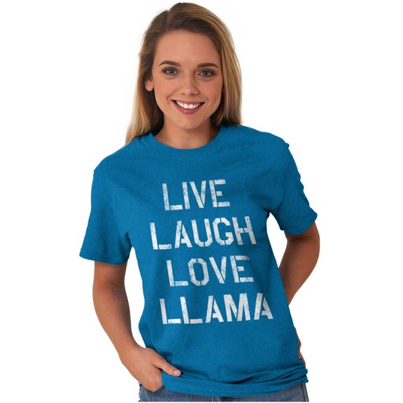Live Laugh Love Llama Alpaca Humor Women's Graphic T Shirt Tees Brisco Brands 2X