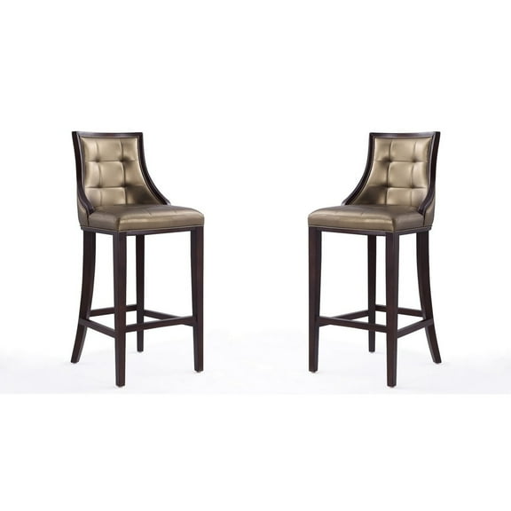 Manhattan Comfort Fifth 31.5" Faux Leather Barstool in Bronze (Set of 2)