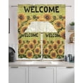 thumbnail image 2 of Yellow Sunflower Kitchen Curtains Swag Valance and Tier Curtains Set 36 Inch Length, Summer Botanical Floral Plant Rod Pocket Drape Panels Pair Swag Curtain for Bathroom/Cafe/Window, 2 of 6