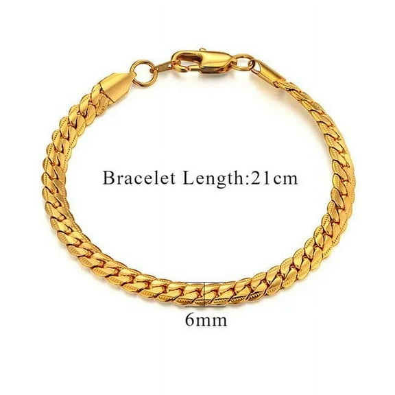 Braslet Hip Hop Male 14K Yellow Gold Cuban Chain Link Bracelet For Women Men Fashion Jewelry