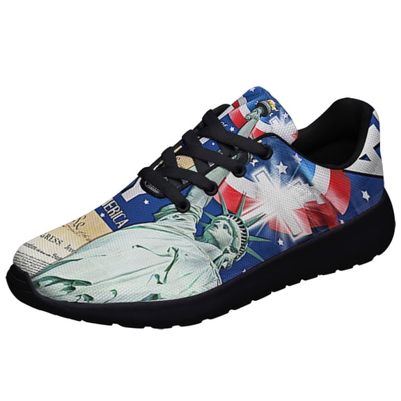 God Bless America Patriot Independence Day 4th of July Shoes Sneakers for Women Men Black Size 3.5