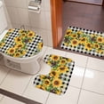 thumbnail image 4 of Sunflower Bath Mat 3 Piece Bathroom Rug Set, Rustic Brown Country Star Black Checkered Non Slip Bath Rug Contour Mat and Toilet Lid Cover, Absorbent Shower Mats Soft Bath Rugs and Mats Sets, 4 of 8