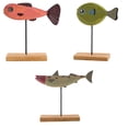 thumbnail image 1 of 3 bonitos adornos de pez de madera independientes para decorar la sala de estar y el dormitorio. rojo gris verde, 1 of 9