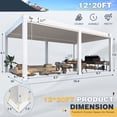 thumbnail image 4 of 12 x 20 FT Louvered Pergola with 6-Panel Pull-Down Privacy Screen, Hardtop Rainproof Pergola with Adjustable Roof for Patio, Lawn & Garden, 4 of 13