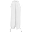 thumbnail image 3 of Gytharion Women Solid Color Cotton Linen Wide-leg Pants Elastic Waist Adjustable Cuff Trousers Casual Fashion Pants with Pockets, 3 of 7