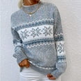 thumbnail image 2 of larppty Women's Fair Isle Crew Neck Sweater - Cozy Knit Pullover for Fall Winter（Grey，L）, 2 of 6