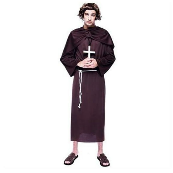 Adult Mens Monk Costume Brown Robe with Sash & Belt