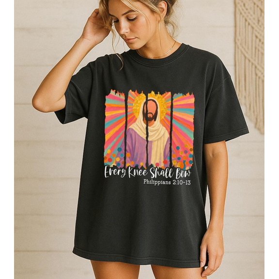Every Knee Shall Bow Shirt, Brushstroke Jesus Tee, Christian shirt, Philippians 2:10-11, Every Knee Shall Bow, Christian, faith shirt All Size S-5Xl