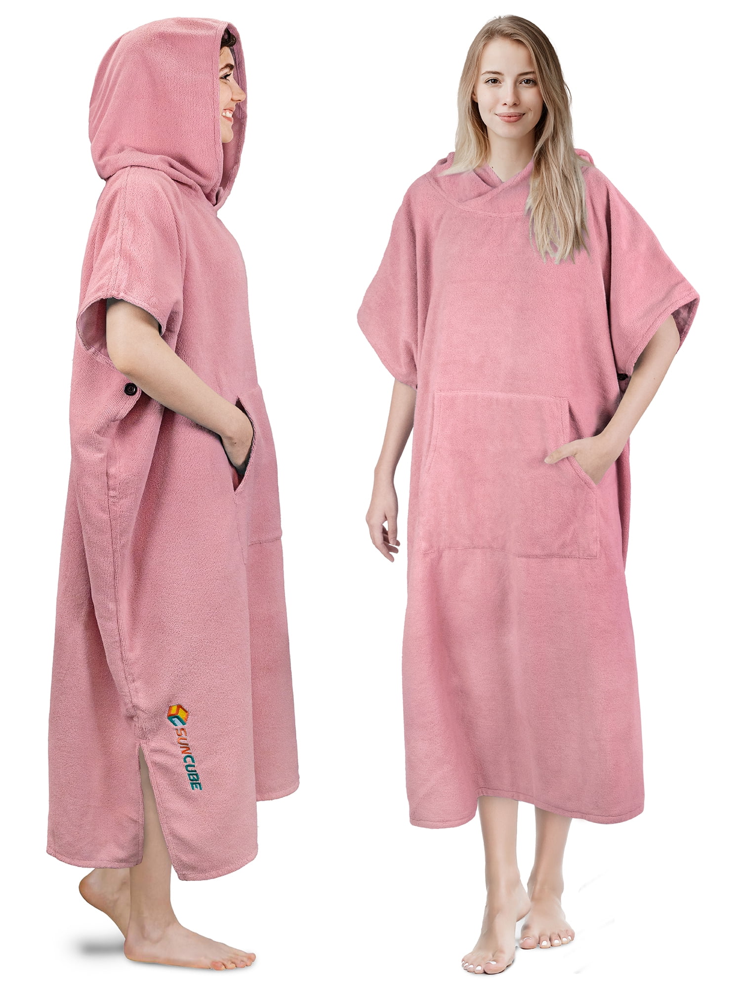 Adult Quick Dry Microfiber Towel Changing Robe Surf Beach Bath Hooded Poncho 