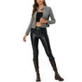 thumbnail image 2 of INSPIRE CHIC Blouson de Moto Court à Col Montant à Fermeture à Glissière en Faux Suède pour Femme G Gris, 2 of 6