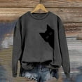 thumbnail image 2 of XIAONU Womens Sweatshirts Pleasure Cat Print Trendy Hoodless Sweatshirt Baggy Long Sleeve Vintage Round Neck Pullover Sweatshirt, 2 of 4