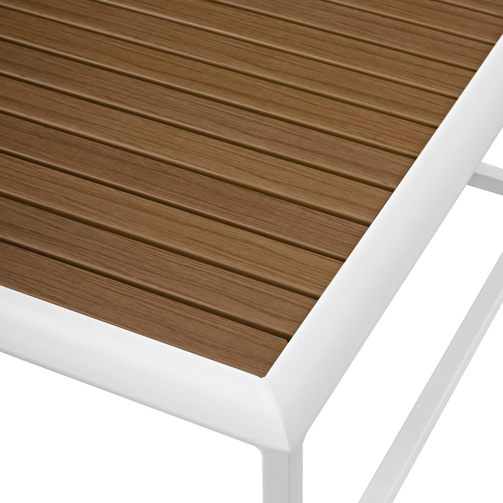 Contemporary Modern Urban Designer Outdoor Patio Balcony Garden Furniture Coffee Side Table, Aluminum Faux Wood, White Natural - image 5 of 5