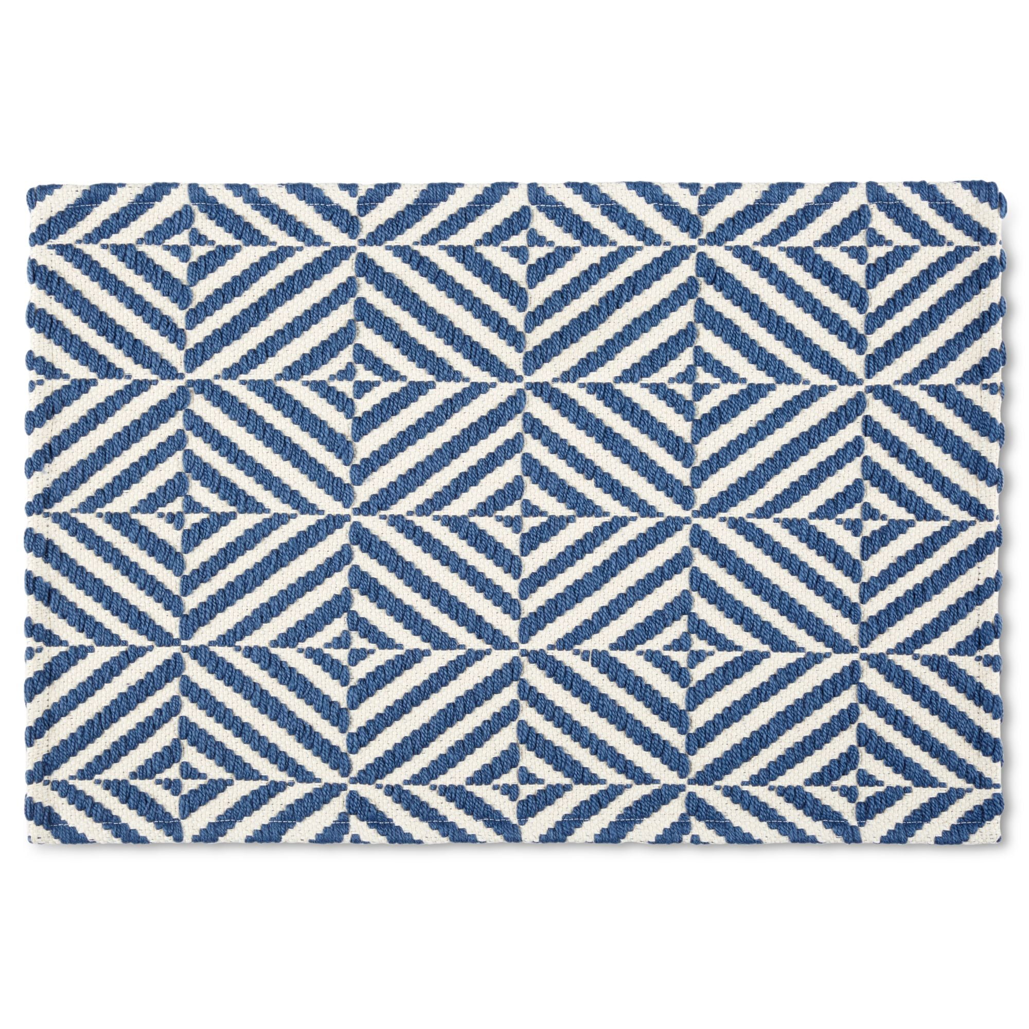 (2 pack) Mainstays Montana Woven Fabric Mat, 18"x27", Navy, Available in Multiple Colors