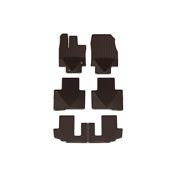 WeatherTech All-Weather Floor Mats compatible with Toyota Highlander Hybrid, Highlander - Complete Set (1st, 2nd, & 3rd Row), Cocoa