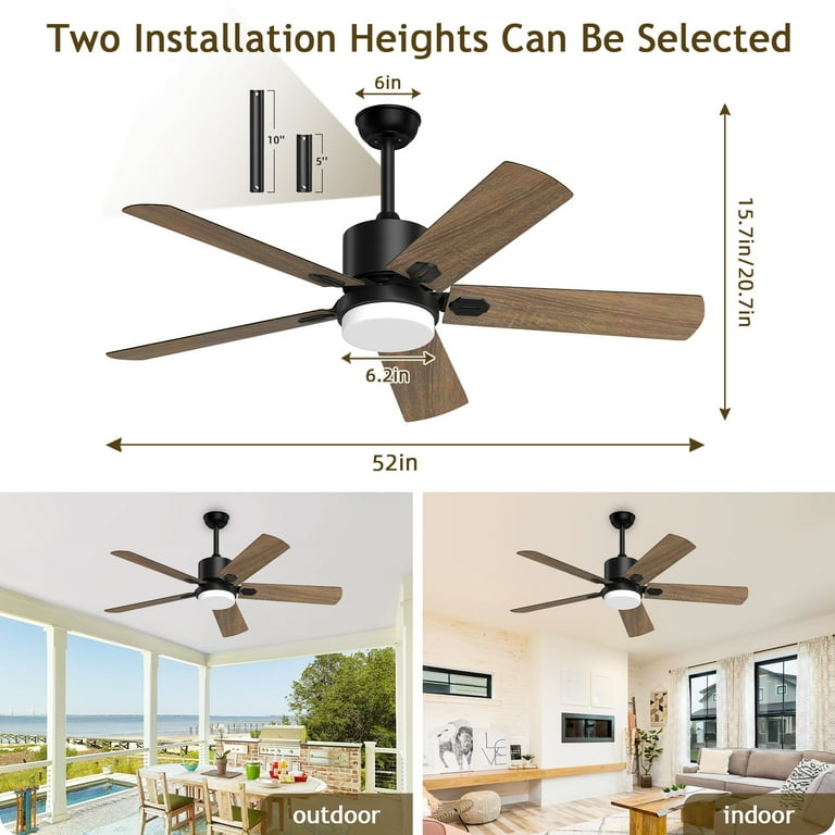XAUJIX 52'' Modern Ceiling Fan with Light, Remote Control, 6-Speed