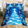 thumbnail image 2 of Erosebridal Christmas Tree Comforter Cover , Blue Snowflake Duvet Cover , Adult Teenager Bedding , Lightweight Bedroom Decorative, 2pcs（No Comforter）, 2 of 7