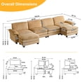 thumbnail image 2 of Zimtown 155" Oversized Modular Sectional Sofa with Double Movable Ottomans, U-Shaped Sofa Couch with Corduroy Fabric, 4 Seat for Living Room, Khaki, 2 of 9