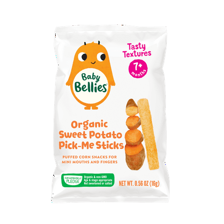 Little Bellies Organic Sweet Potato Pick-Me Sticks, Baby & Toddler Puff Snack, Age 7+ Months, 0.56 oz Bag