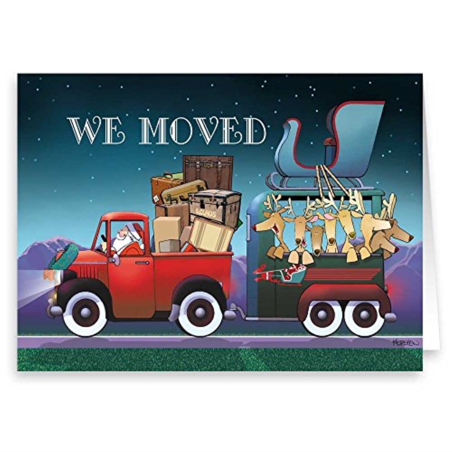 personalized - we moved/new address holiday card 24 cards & envelopes - funny bulk new address