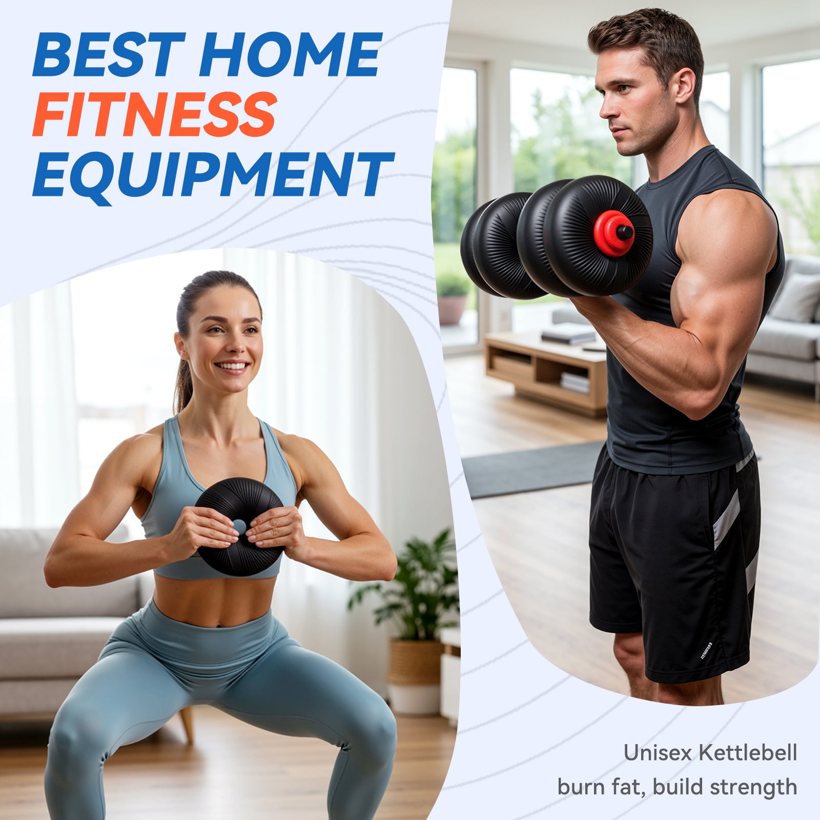 TLGREEN Adjustable Dumbbell Set, 45lbs/67lbs Free Weight Set, 4-in-1 Used as Barbell, Dumbbells, Kettlebell, Weight Plates, Soft Rubber Coated, Space Saving Fitness Exercise for Men/Women