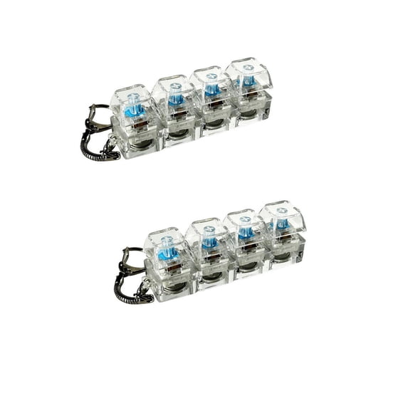 Cagogo Stress RelievingToyMechanical Keyboard, 2-Pack Blue LED Light Up Keychain FidgetToy, Crystal Keycap XDA Profile Desk Decor, Anxiety Relief Gadget for Office and Study, Portable Travel