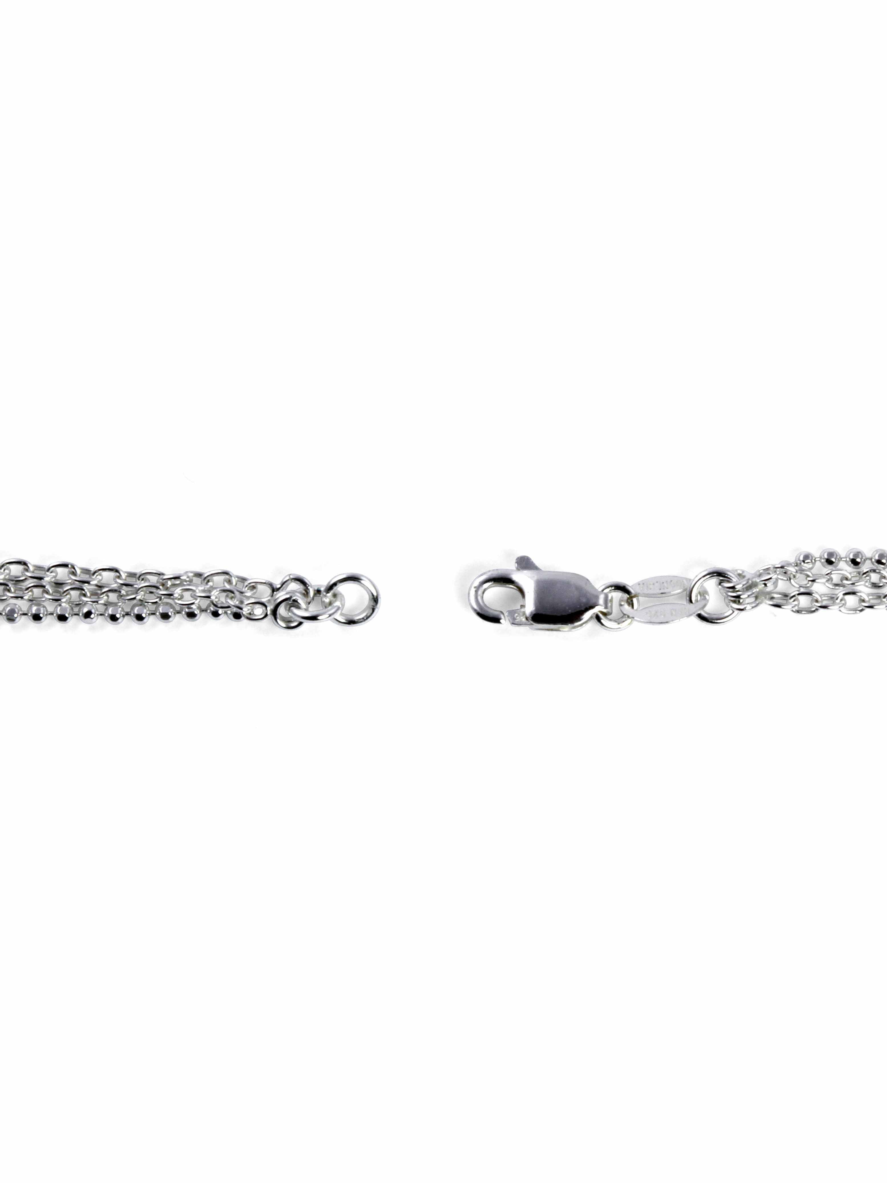 PalmBeach Jewelry Sterling Silver Triple-Strand Beaded Ankle Bracelet 10"