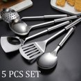 thumbnail image 5 of PinesC Ensemble d'Ustensiles de Cuisine 5 Pcs, Ensemble de Batterie de Cuisine en Acier Inoxydable, Gadgets de Cuisine Résistants à la Chaleur Incluent Cuillère à Soupe, Cuillère à Riz, Spatule Solide, Spatule Fendue et Passoire (Argent), 5 of 5