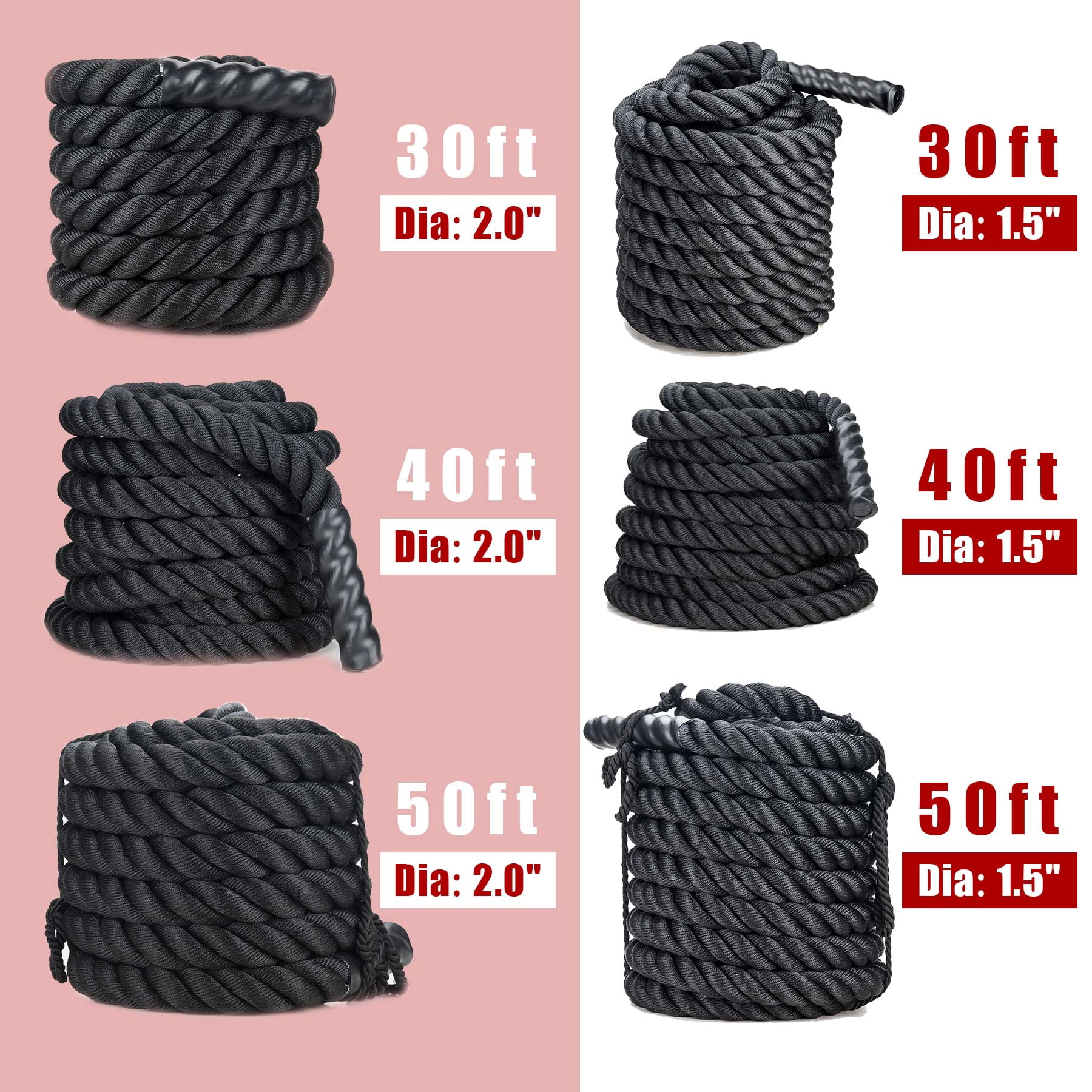 Black Battle Climbing Rope Dacron Fitness Cross-Fit Workout Gear ...
