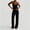 Black, variant on Womens Cotton Spandex Cami Vest and Wide Leg Pants Set Solid Summer Casual Yoga Blue L