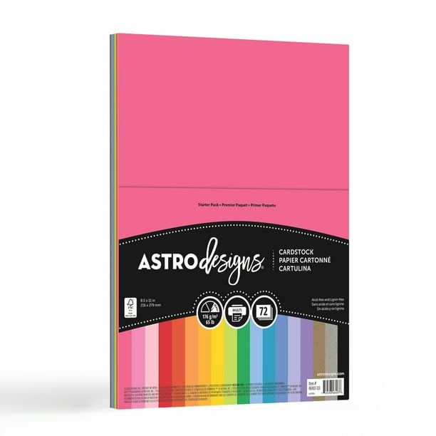 Astrodesigns® Cardstock Starter Pack, 8.5" x 11", 65 lb/ 176 gsm, 18
