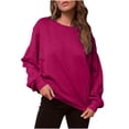 thumbnail image 2 of Chandail à Capuche Mode pour Femmes Automne 2023 Mode Décontractée Manches Longues Col Rond Chandail en Molleton Coupe Ample Chandail Tops 50 % de Réduction Liquidation Costumes Halloween/noël, 2 of 7