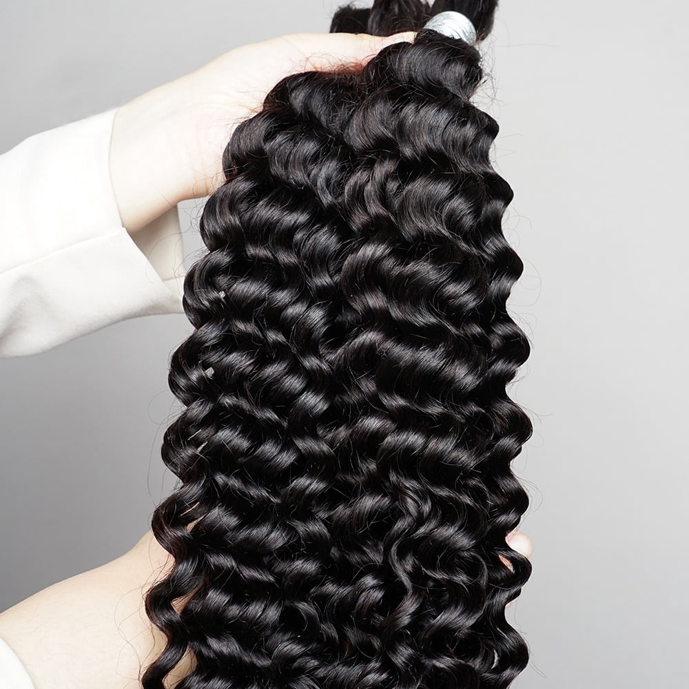 Human Hair Bulk for Braiding 100g/Pack Deep Wave Indian Remy Boho Braids Hair Bulk Extension