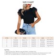 thumbnail image 5 of Camiseta de manga corta para mujer, cuello redondo, corte ajustado, costura de encaje, Top de verano para citas, compras, negro, M, 5 of 5