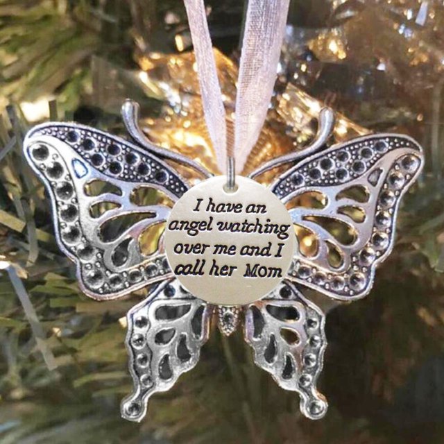 Creative Hollow Carving Exquisite Butterfly Memorial Family Pendant Christmas Tree Decoration Car Rearview Mirror Pendant