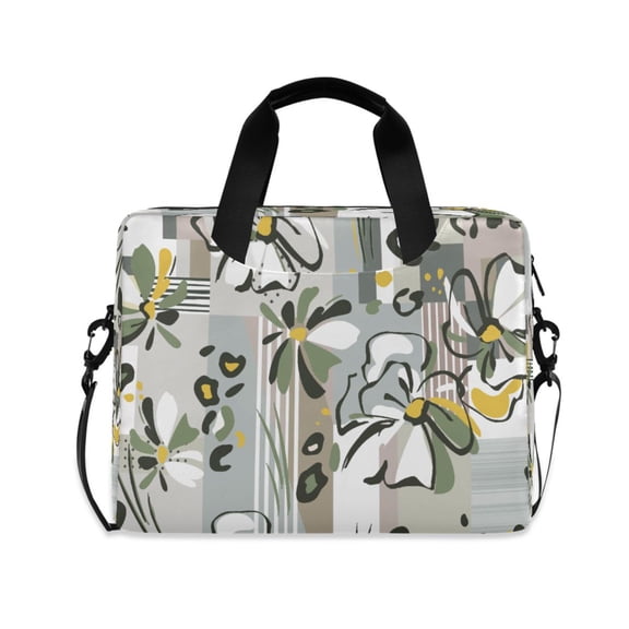 16inch Laptop Briefcase, Business Laptop Bag with Detachable Strap & Padded Compartment, Water-Resistant Polyester,Flowers