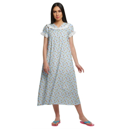 

Moomaya Cotton V-Neck Sleepwear For Ladies Short Sleeve WoMen s Nightdress