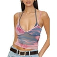 thumbnail image 2 of Musuos Women Summer Camisole, Sleeveless  Backless Mesh Patchwork Slim Fit Summer Sheer Tops Casual Vest, 2 of 7