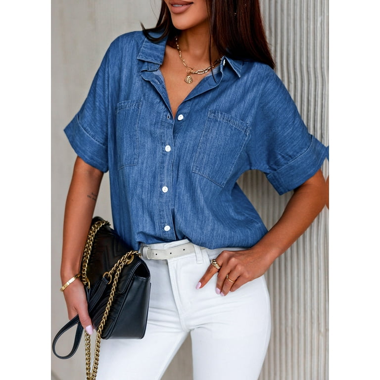 Astylish Women's Button Down Denim Shirt