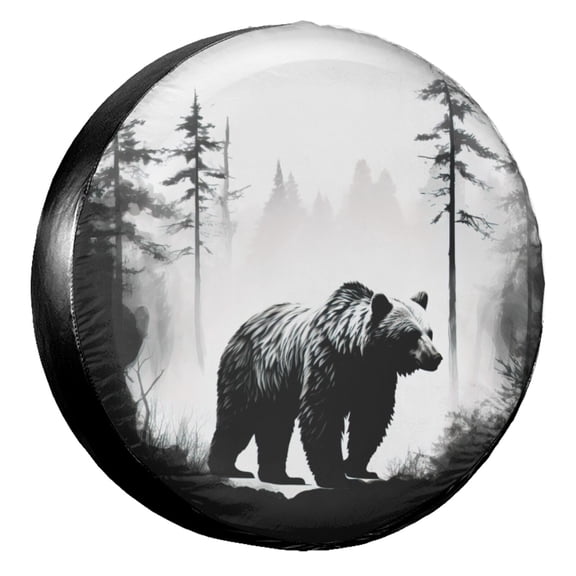 KAKALAD Woods Forests Bear 06 Spare Tire Cover Universal Vehicle Accessories Buckle Car Tools 14”in