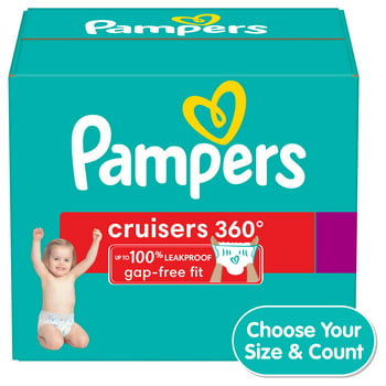 Pampers Cruisers 360 Diapers Size 3, 132 Count (Choose Your Size & Count)