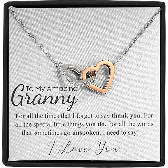 Interlocking Heart Necklace Personalized gift for Grandmother necklace, Christmas Gift for Granny, Nana gift, Grannie jewelry, gift from Grandchild necklace, Grandma to be present charm