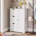 thumbnail image 2 of Costway Bathroom Floor Cabinet Side Storage Cabinet with 3 Drawers and 1 Cupboard White, 2 of 11