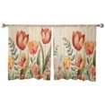 thumbnail image 7 of Sheer Curtains 54 inches Long, Red Tulip Eucalyptus Watercolor Floral Plants Retro Linen Light Filtering Sheer Window Curtains Rod Pocket Voile Drapes for Bedroom Living Room, 52"W x 54"L 2 Panels, 7 of 7