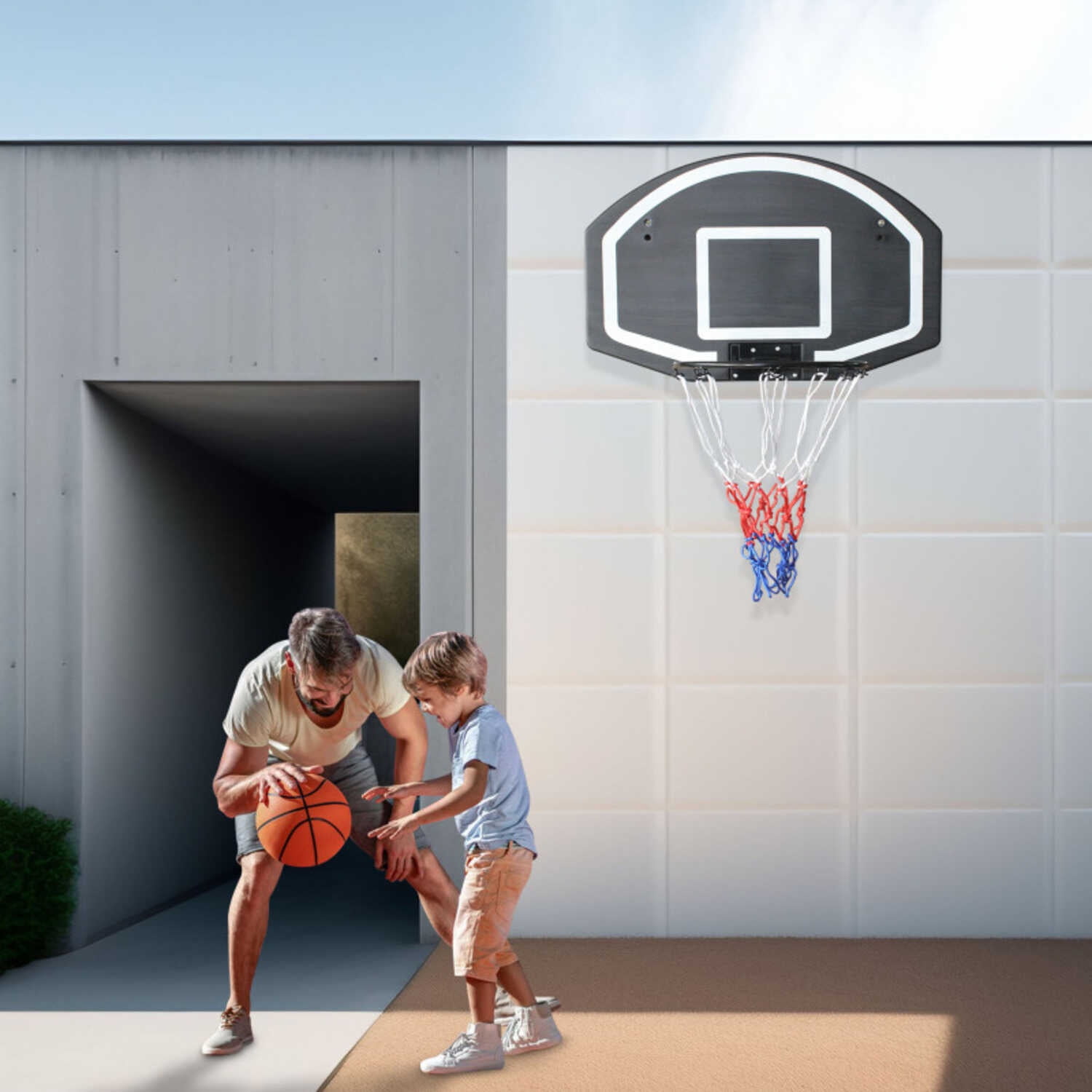 Wall-Mounted Basketball Hoop with Large 28.5"x18" Shatter-Proof Backboard