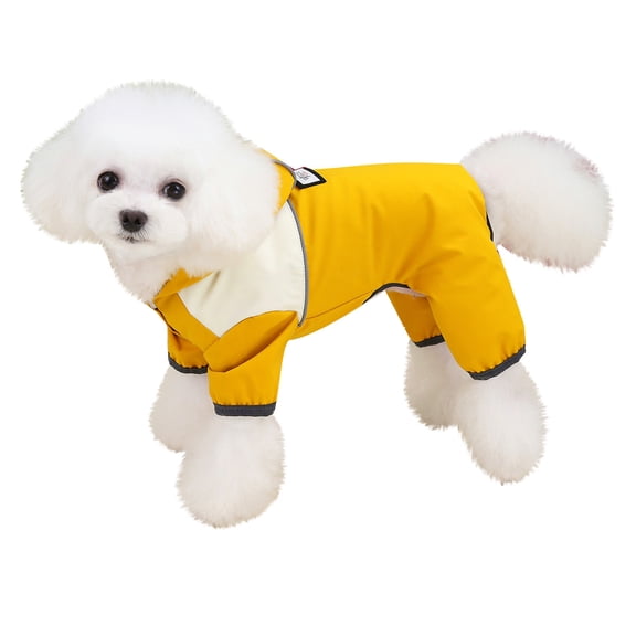 Nkmbld Dog Raincoat for Small Medium Dogs, Full Leg Coverage Waterproof Rain Suit with Hood, Pet Rain Coat with Leash Hole, Lightweight Puppy Clothes