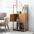 thumbnail image 2 of Bathroom Cabinet, Bamboo 4 Tier Floor Storage Cabinet w/Enclosed Cabinet, Freestanding Tall Rack, Multipurpose Storage Unit Organizer for Bathroom Kitchen Living Room, 2 of 8