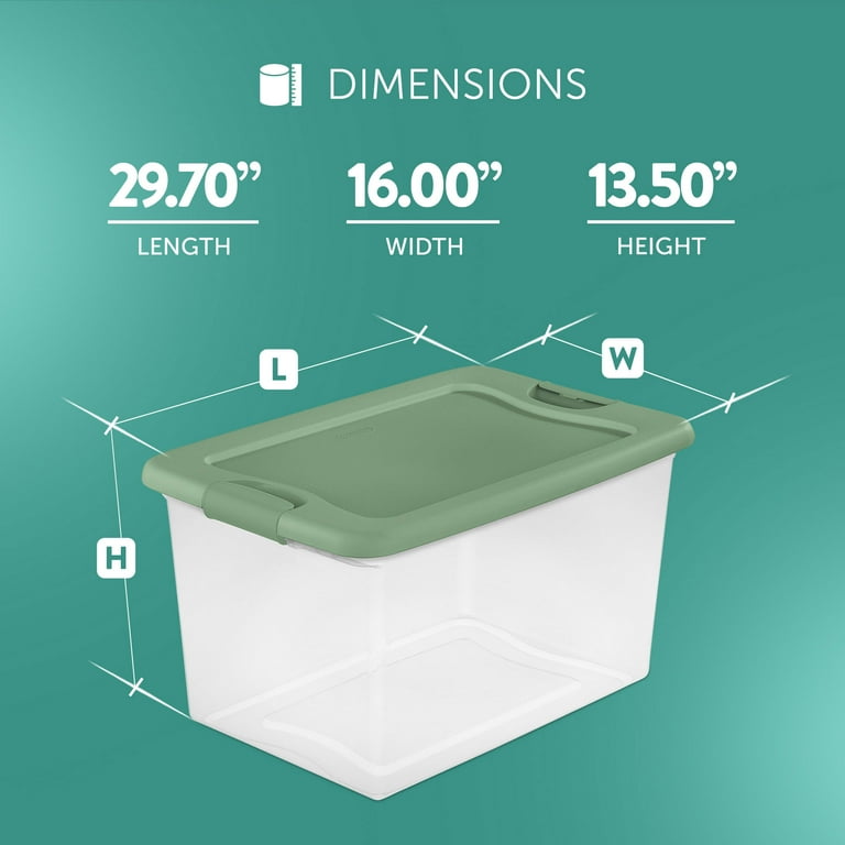 Sterilite 64 Quart Latching Storage Container Tote with Locking Lids Easy Carry Crisp Green 6 Pack Walmart