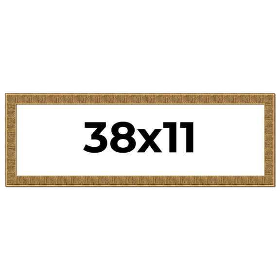 38x11 Frame Black and Gold Distressed Solid Wood Sonoma Picture Frame | 1.625 Inch Moulding Width |