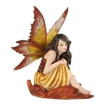 5.25 Inch Fairyland Yellow Winged Fairy in Leaf Statue Figurine